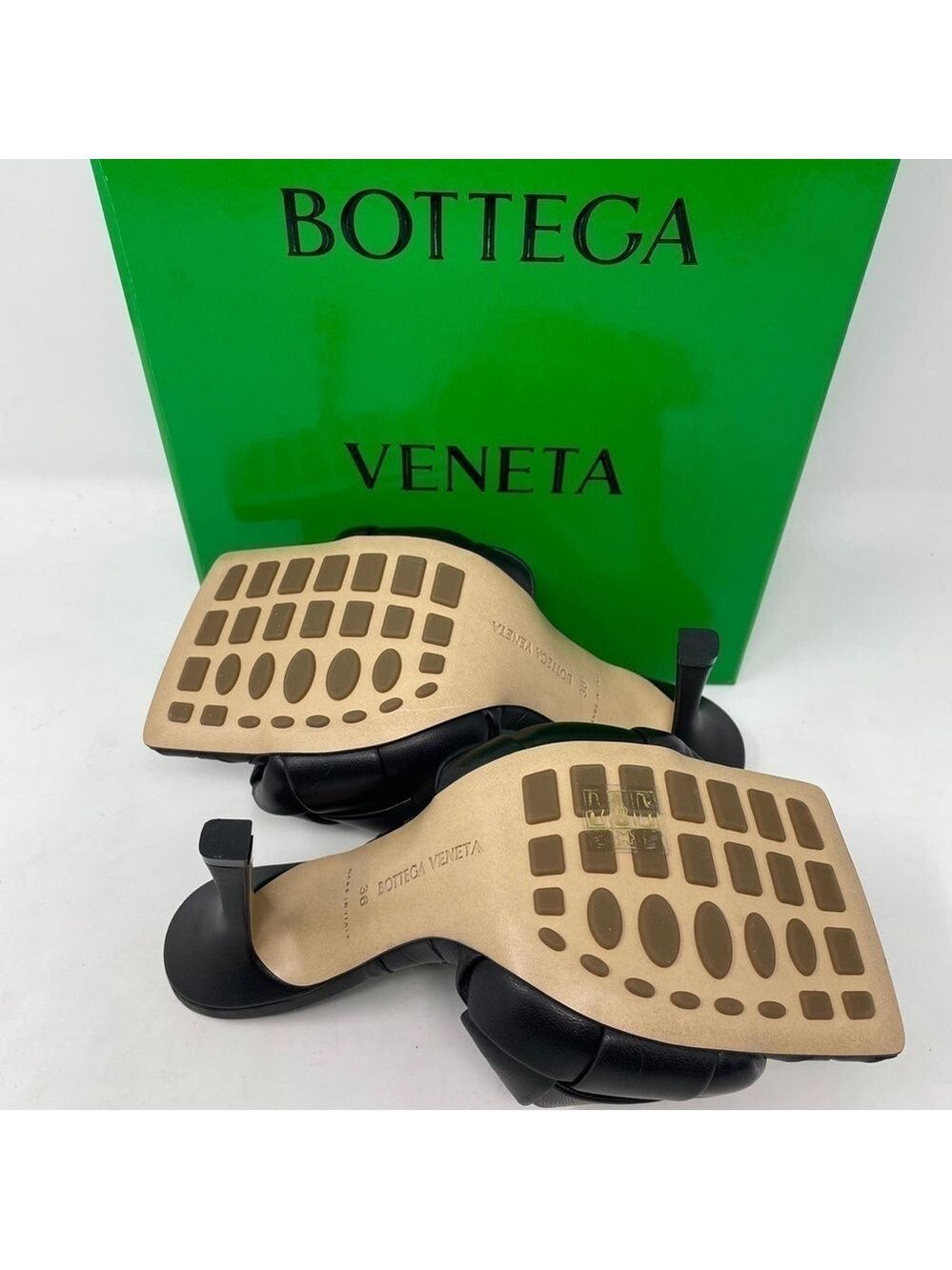 Bottega Veneta Lido intrecciato Leather Heeled Mule Sandals - NWT - Picture 13 of 15